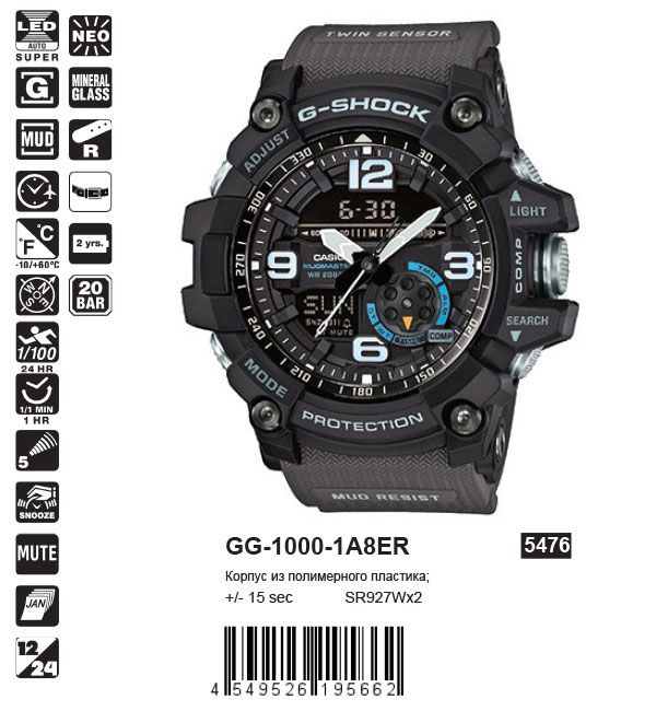 GG 1000 1A8ER CASIO G SHOCK MosClock