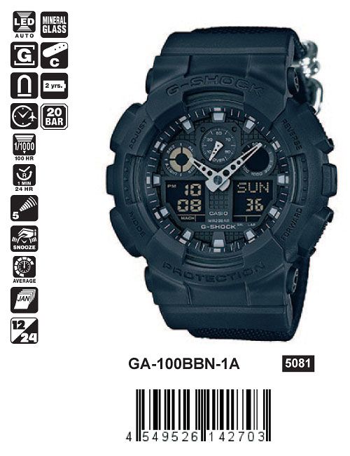 GA 100BBN 1A CASIO G SHOCK MosClock